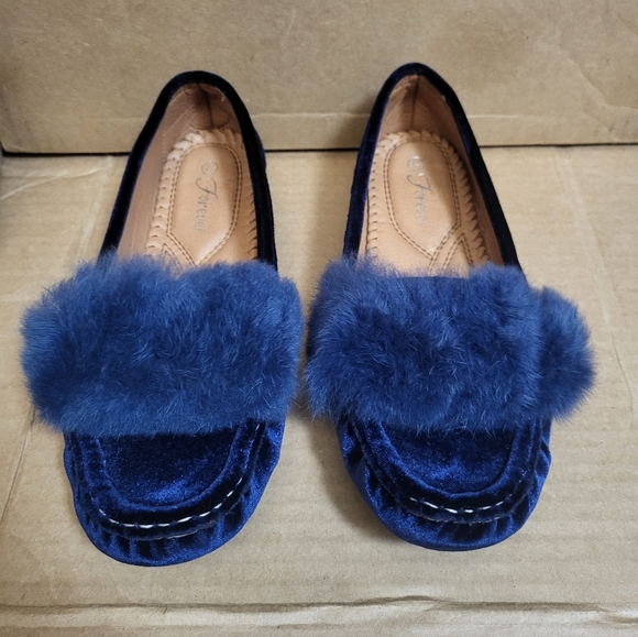 Forever Faux Suede/Faux Fur Blue Slip-On Loafer Women Size 7.5 - Picture 7 of 12